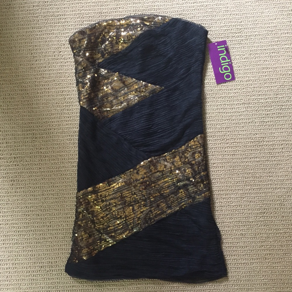 C LUCE strapless black and gold dress size medium - Picture 1 of 3